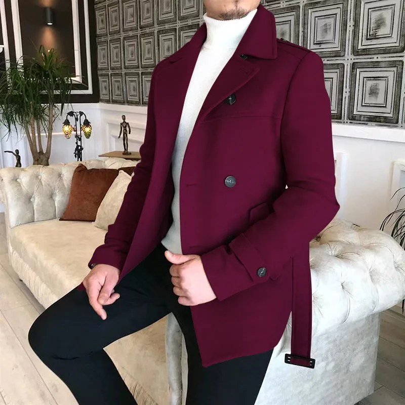 Advbridge Chic Men Woven Lapel Double Row Button Trench Long Sleeve Blazer Jackets Spring Autumn New Slim Business High Quality Suit Coats