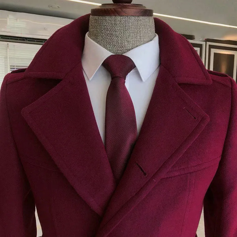 Advbridge Chic Men Woven Lapel Double Row Button Trench Long Sleeve Blazer Jackets Spring Autumn New Slim Business High Quality Suit Coats