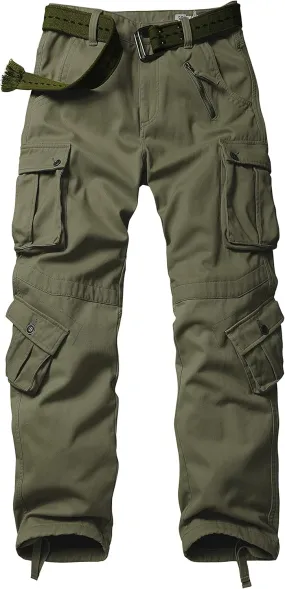 AKARMY Men's Fleece Lined Hiking Pants Outdoor Cargo Pants Casual Work Ski Pants with 8 Pockets