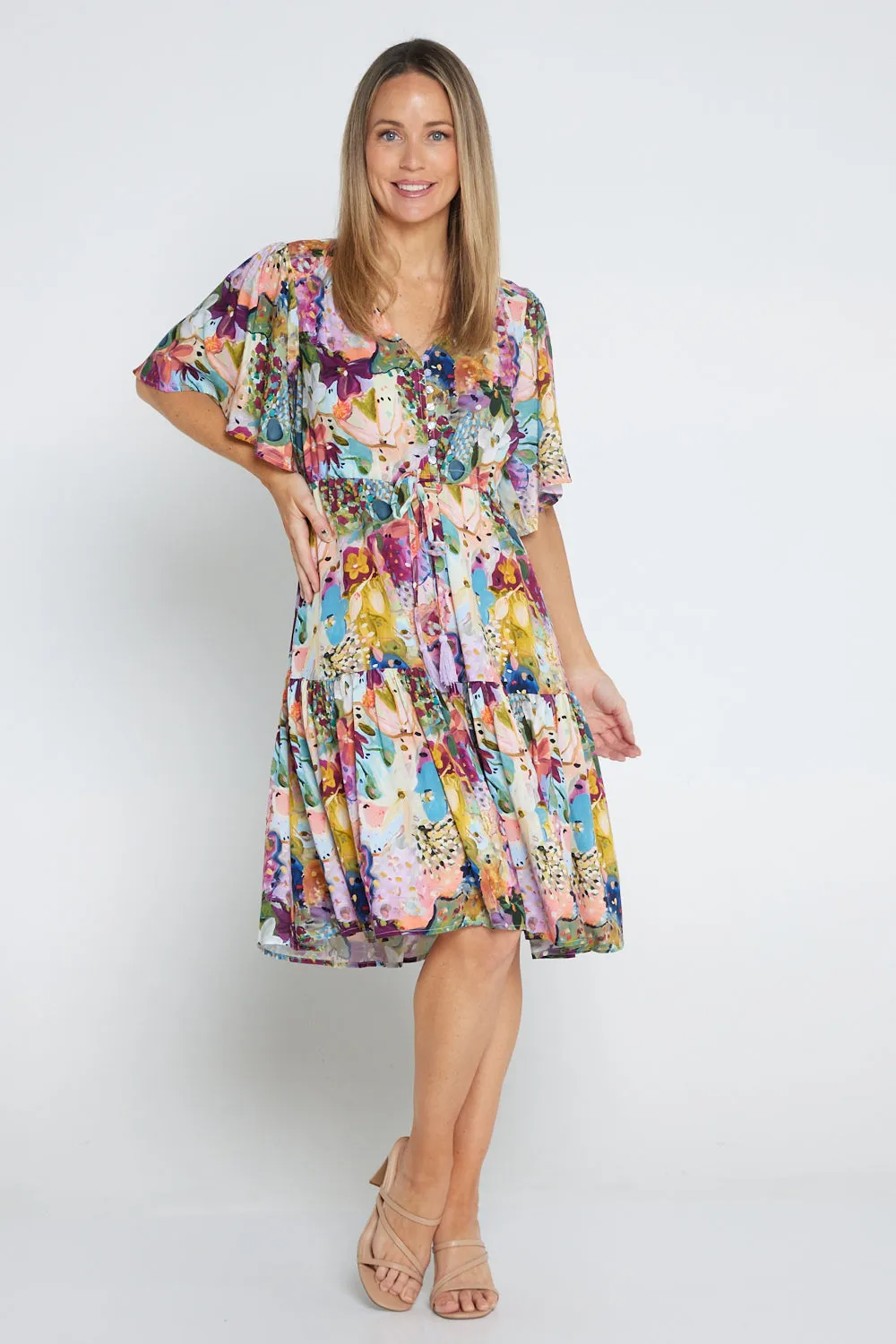 Alora Petite Dress - Spring Floral Painting