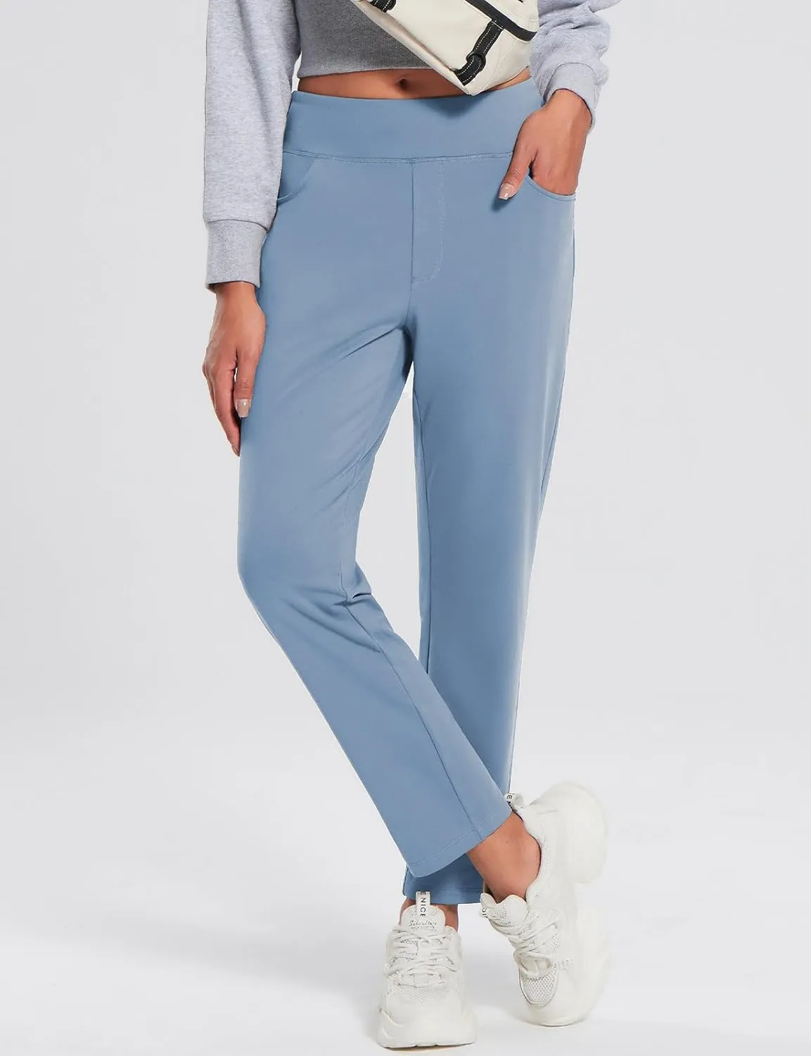 baleaf Women's Pants with Zipper Pockets Stretch Golf Pants High Waist Travel Athletic Work Casual UPF50 