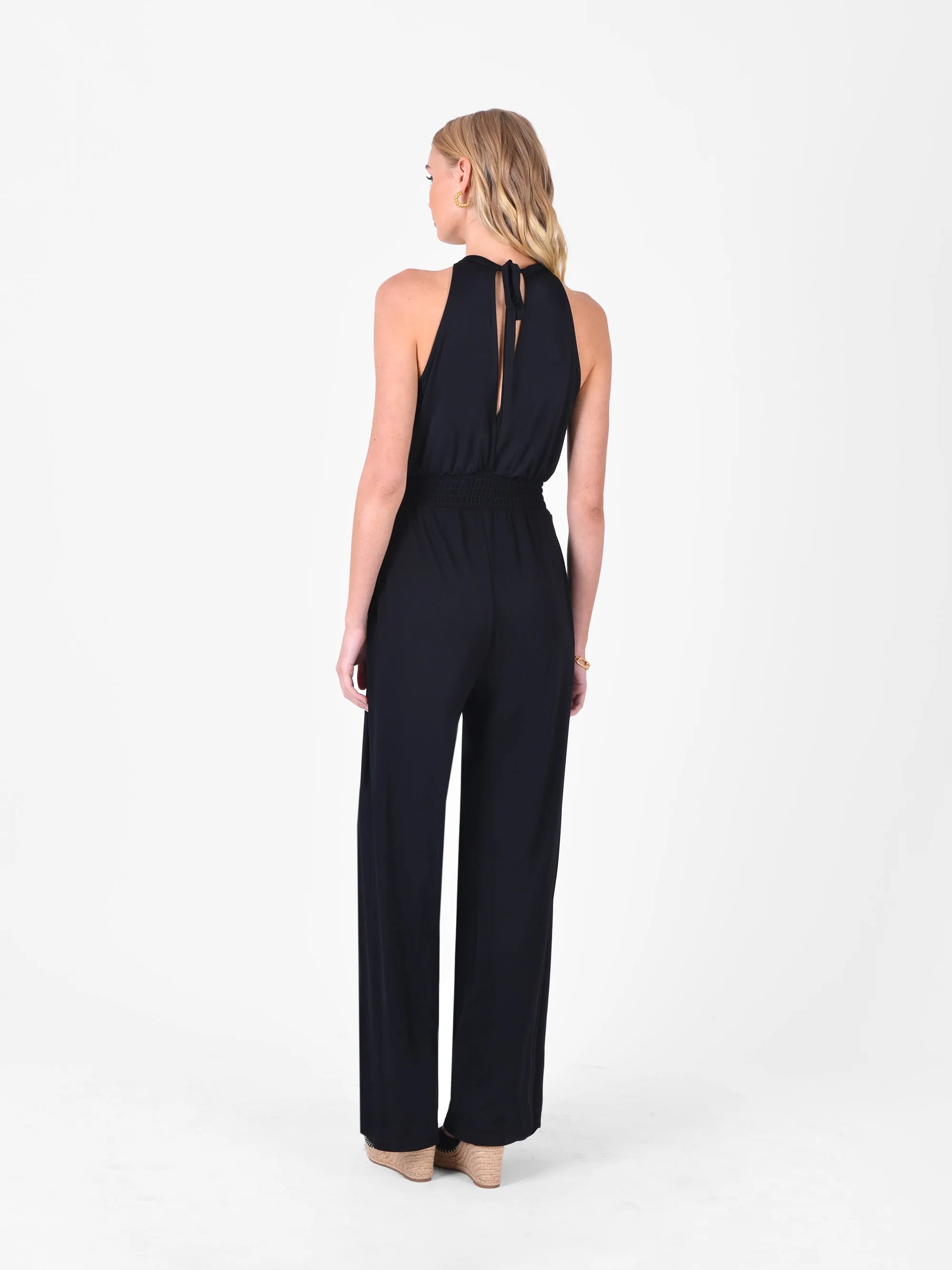 Black Jersey Keyhole Front Jumpsuit