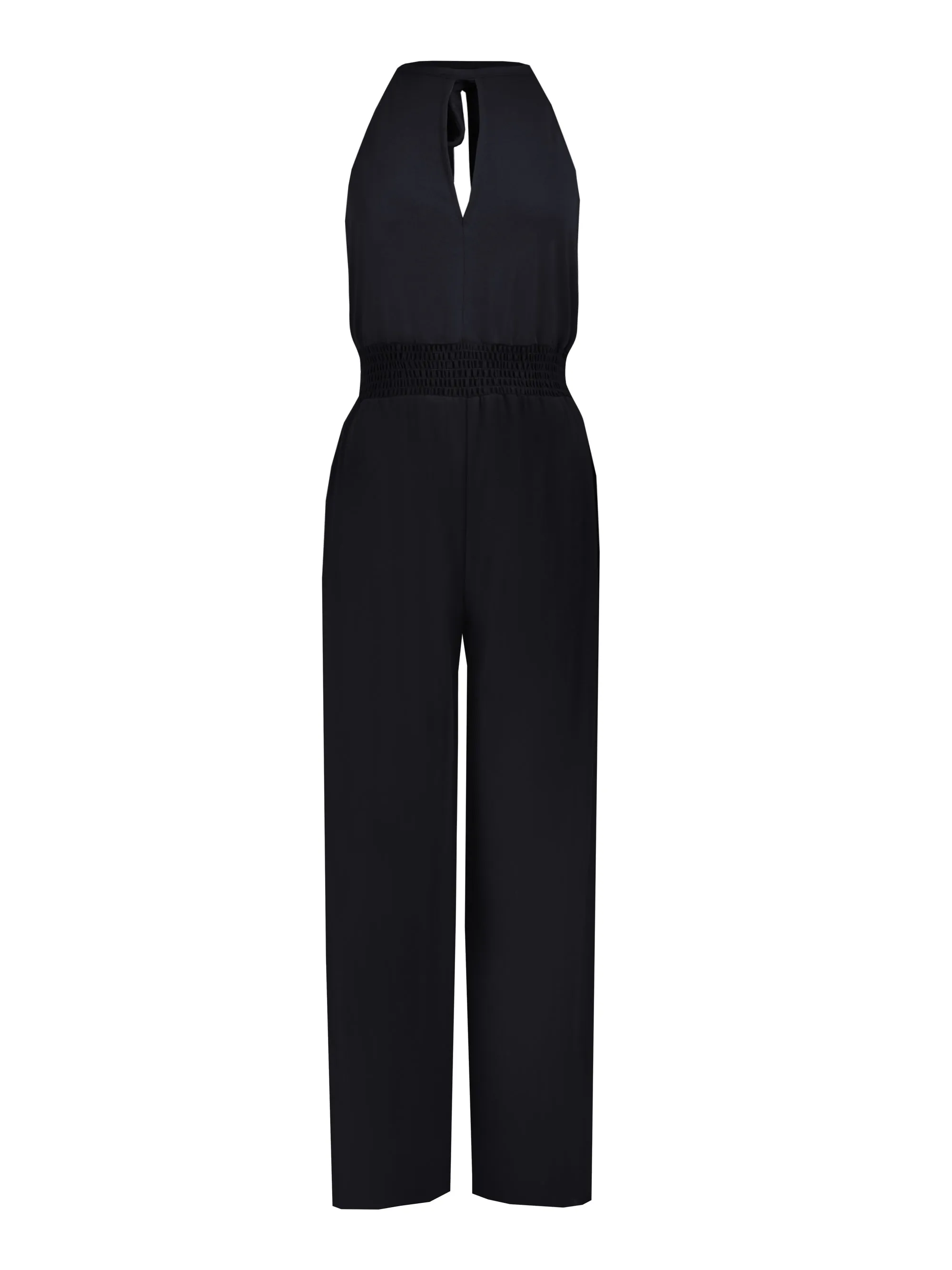 Black Jersey Keyhole Front Jumpsuit