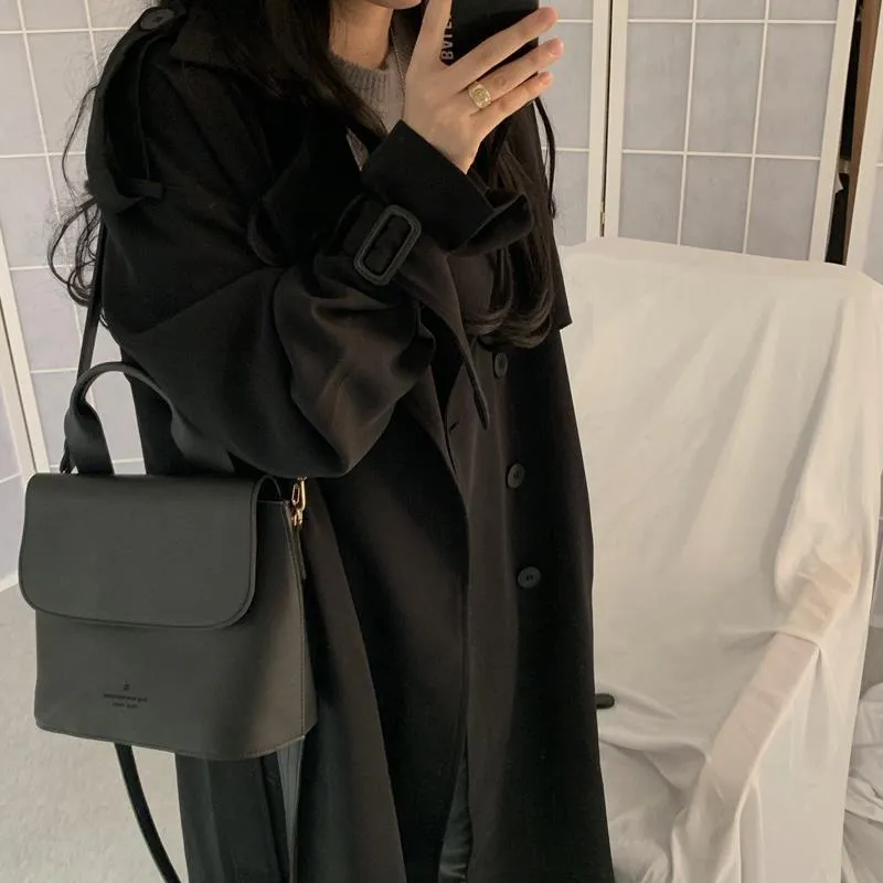 Joskaa Christmas Gift Women Trench Coats England Style Solid All-match Cuff-sashes Medium-long Winter Female BF Ulzzang Ladies Casual Streetwear Chic