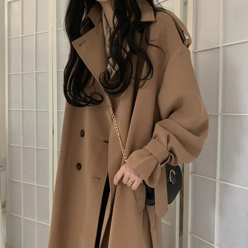 Joskaa Christmas Gift Women Trench Coats England Style Solid All-match Cuff-sashes Medium-long Winter Female BF Ulzzang Ladies Casual Streetwear Chic