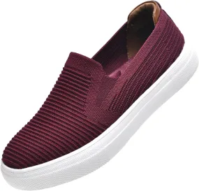 konhill Loafers for Women Slip on Walking Shoes Knit Breathable Tennis Work Comfortable Casual Fashion Sneakers