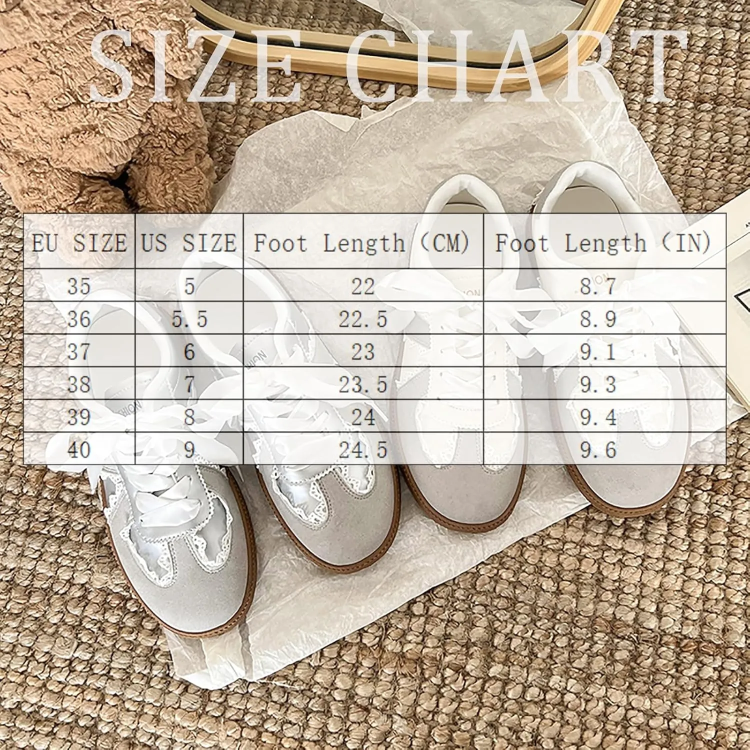 Mnplciea Womens Ballet Style Fashion Sneaker Lace Detail Casual Shoes Elegant Ribbon Lace Up Sneakers with Memory Foam