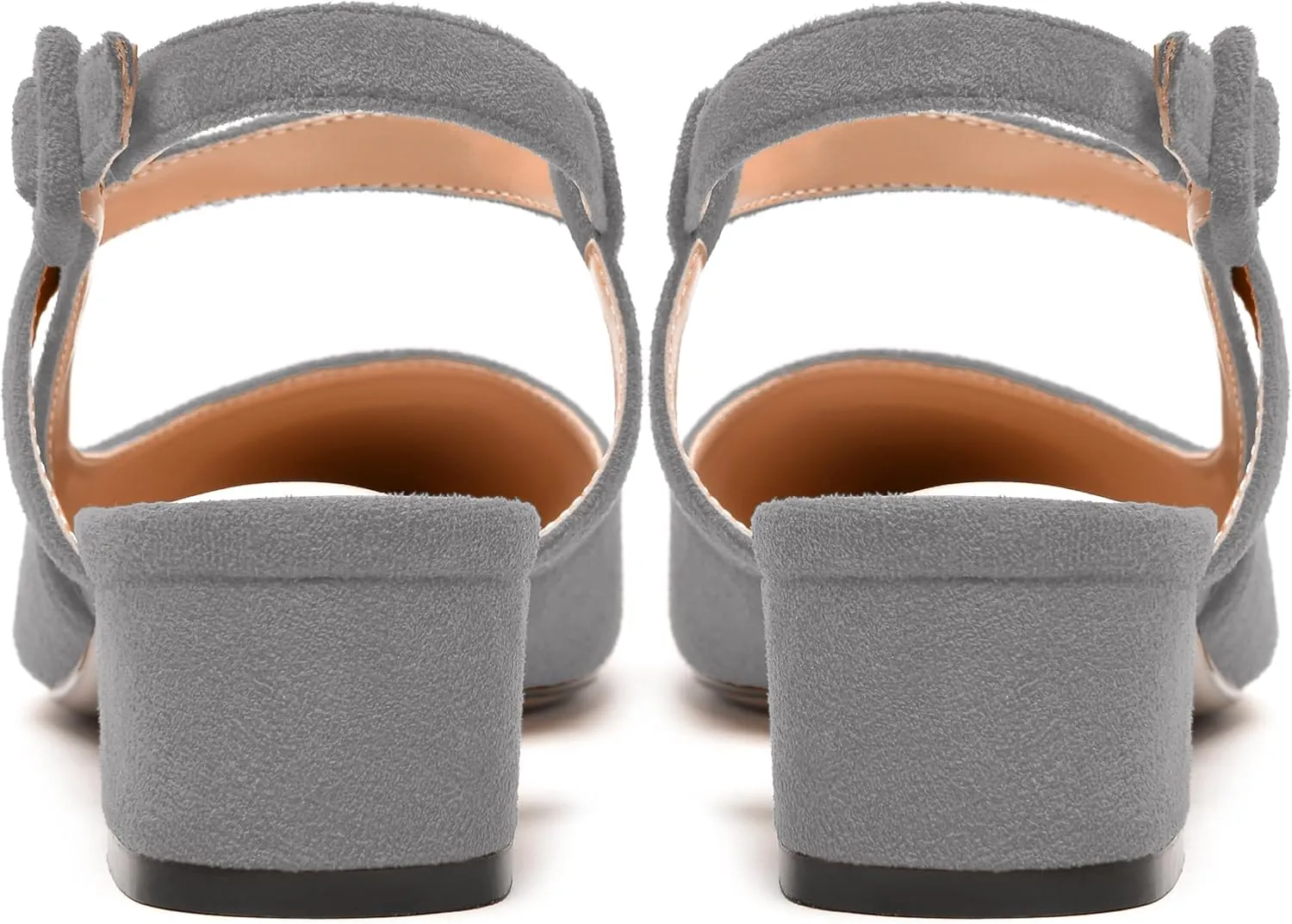 MODENCOCO Womens Comfortable Wedding Suede Pointed Toe Dress Ankle Strap Buckle Chunky Low Heel Pumps Shoes 1.5 Inch
