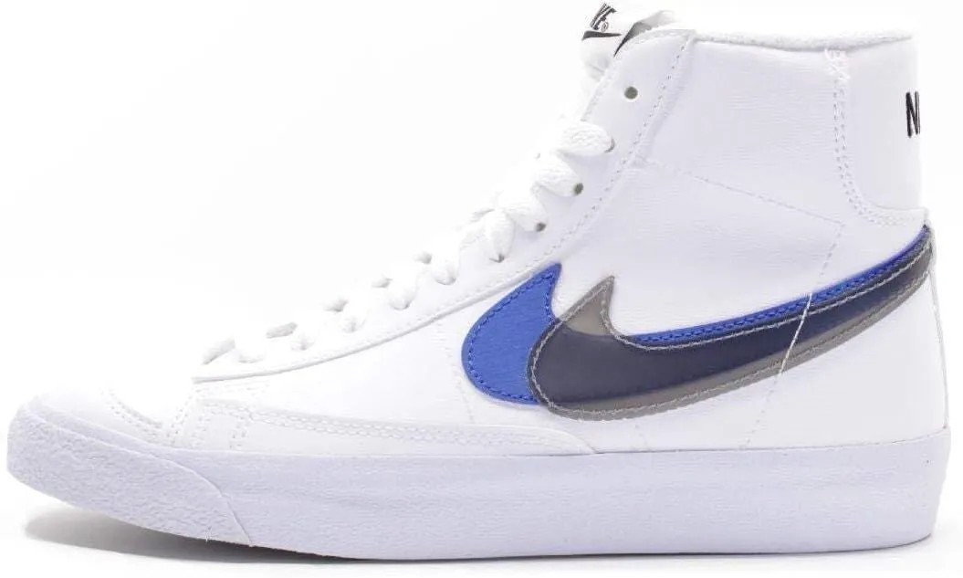 Nike Blazer Mid '77 Big Kids Casual Skate Shoes, White/Black-hyper Royal, 6.5 Big Kid