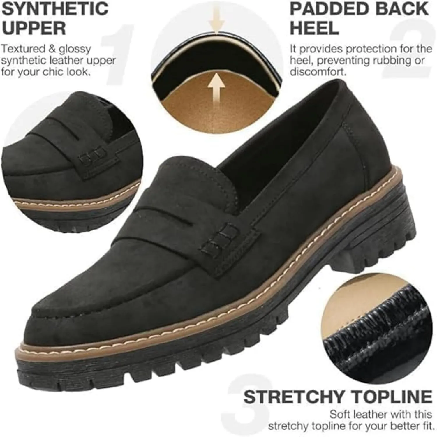 Orthopedic Platform Loafers for Women Thick Sole Loafers Comfort Orthopedic Shoes for Women Round Toe Loafers Shoes Slip on Shoes Casual Walking Shoes