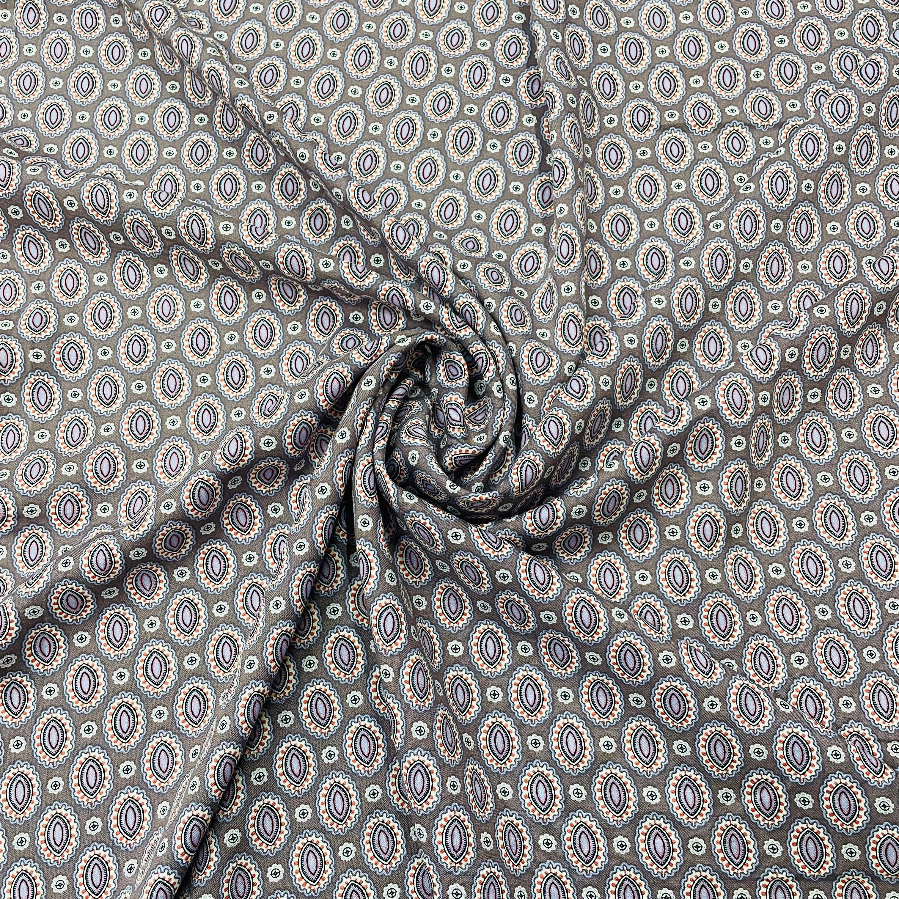 Purple Geometrical Print Moss Crepe Fabric