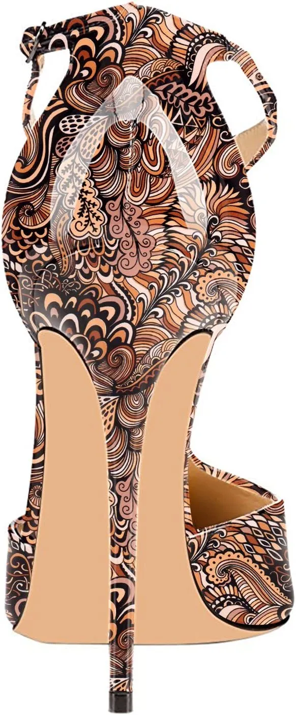 SAMMITOP Women's Pointed Toe High Heel Pumps T-Strap Dress Shoes 12cm Stilettos Heels