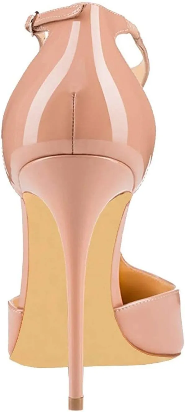 SAMMITOP Women's Pointed Toe High Heel Pumps T-Strap Dress Shoes 12cm Stilettos Heels