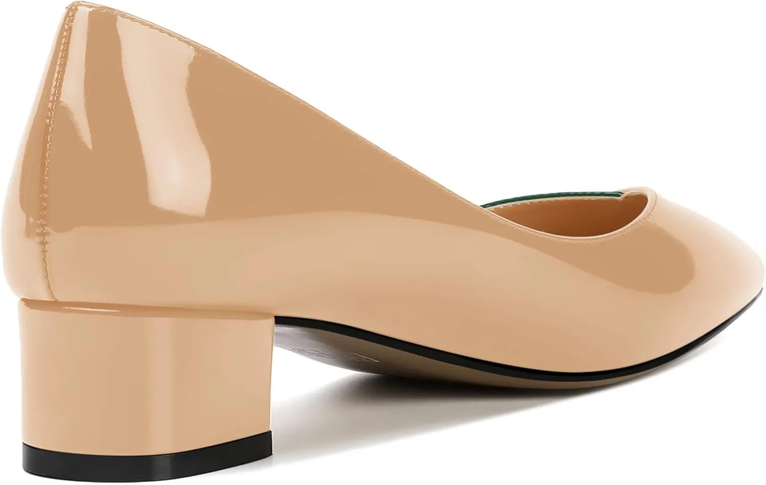 SHOWFOREST Women's Slim Solid Outdoor Dress Slip On Pointed Toe Patent Block Low Heel Pumps Shoes 1.5 Inch