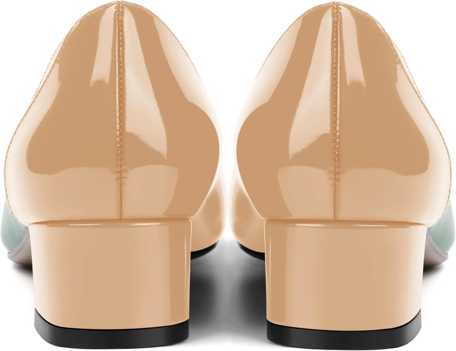 SHOWFOREST Women's Slim Solid Outdoor Dress Slip On Pointed Toe Patent Block Low Heel Pumps Shoes 1.5 Inch