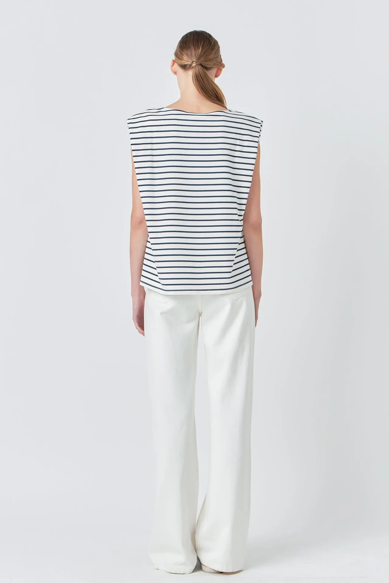 Striped Padded Sleeveless Top