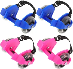 VANZACK Glowing PVC Roller Skates 2 Sets of Boys and Girls Skating Shoes Wheels Adjustable for Beginners for Outdoor Play