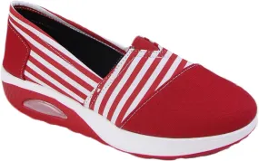 Women's Comfort Striped Slip-On Sneakers, Round Toe Low Top All-Season Comfort Loafer, Classic Casual Washable Shoes